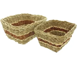 Füllkörbe & Universalkörbe|Auslagekörbe & Regalkörbe|Frank Handels GmbH & Co. KG Aufbewahrungskorb "Brown Stripes", 2er Set