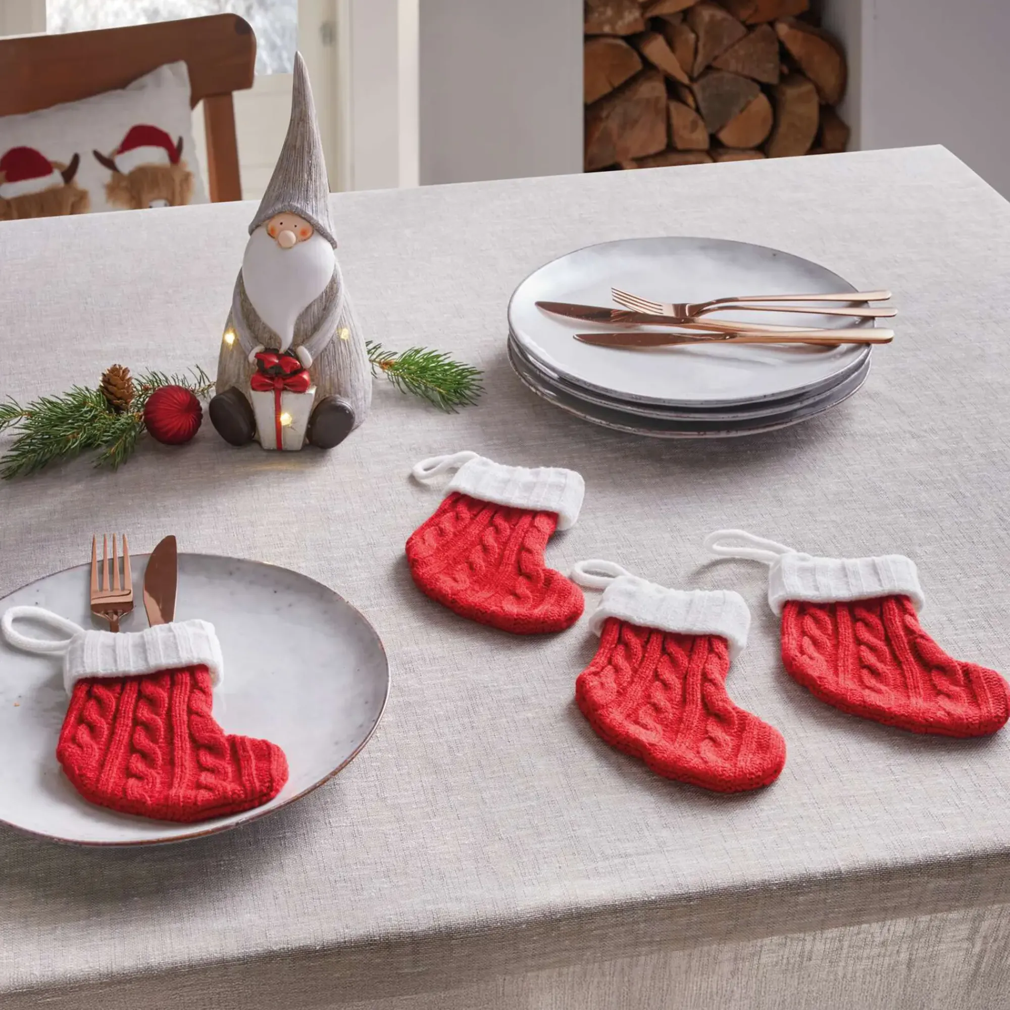 Geschenktaschen & -Säckchen|Geschenktaschen & -Säckchen|Frank Handels GmbH & Co. KG Bestecksöckchen "Santa", 4er Set