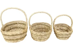 Präsentkörbe|Bügelkörbe|Frank Handels GmbH & Co. KG Bügelkorb "Seegras", 3er Set