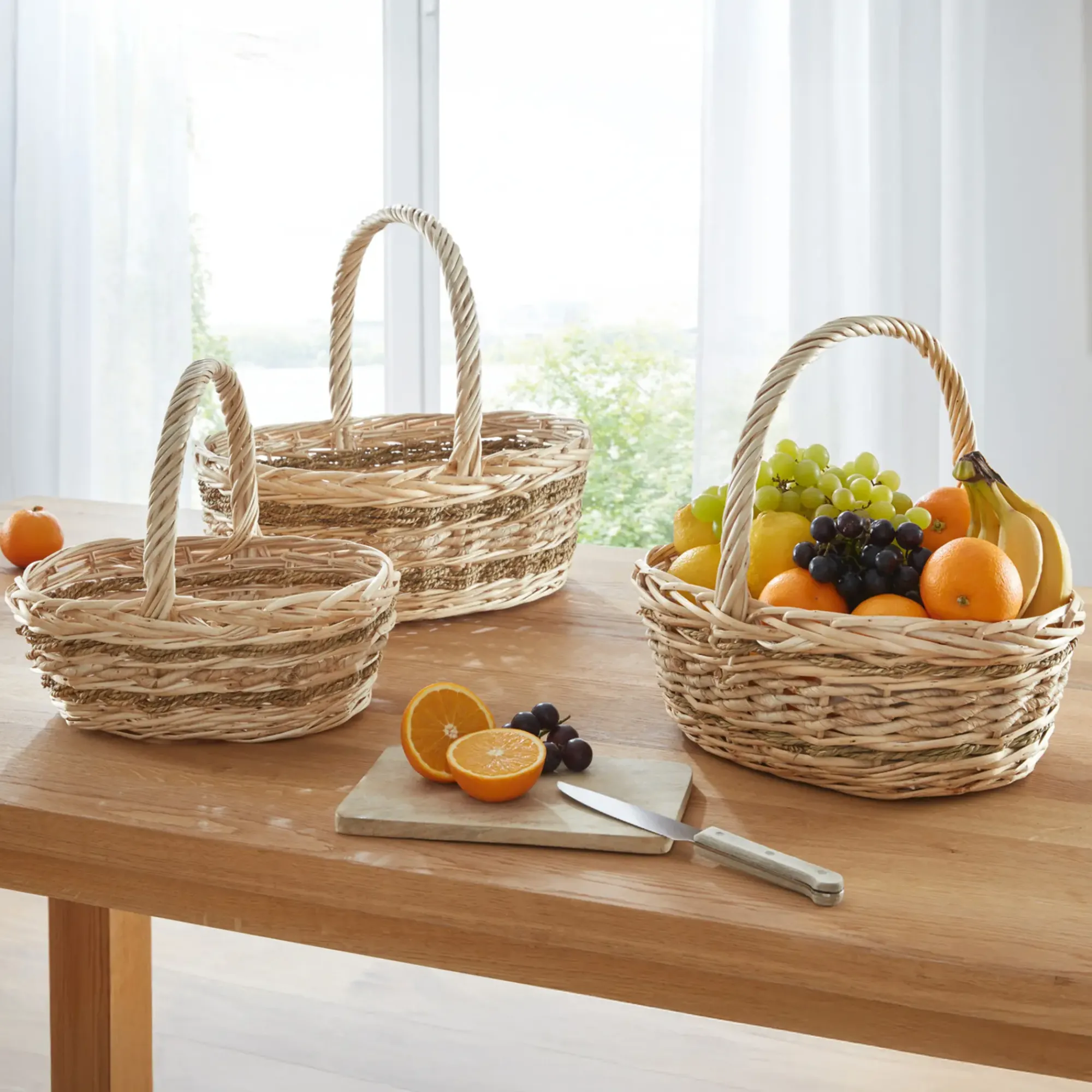 Präsentkörbe|Bügelkörbe|Frank Handels GmbH & Co. KG Bügelkorb "Seegras", 3er Set
