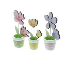 Kunstpflanzen|Frank Handels GmbH & Co. KG Blumendeko "Bunte Töpfchen", 3er Set
