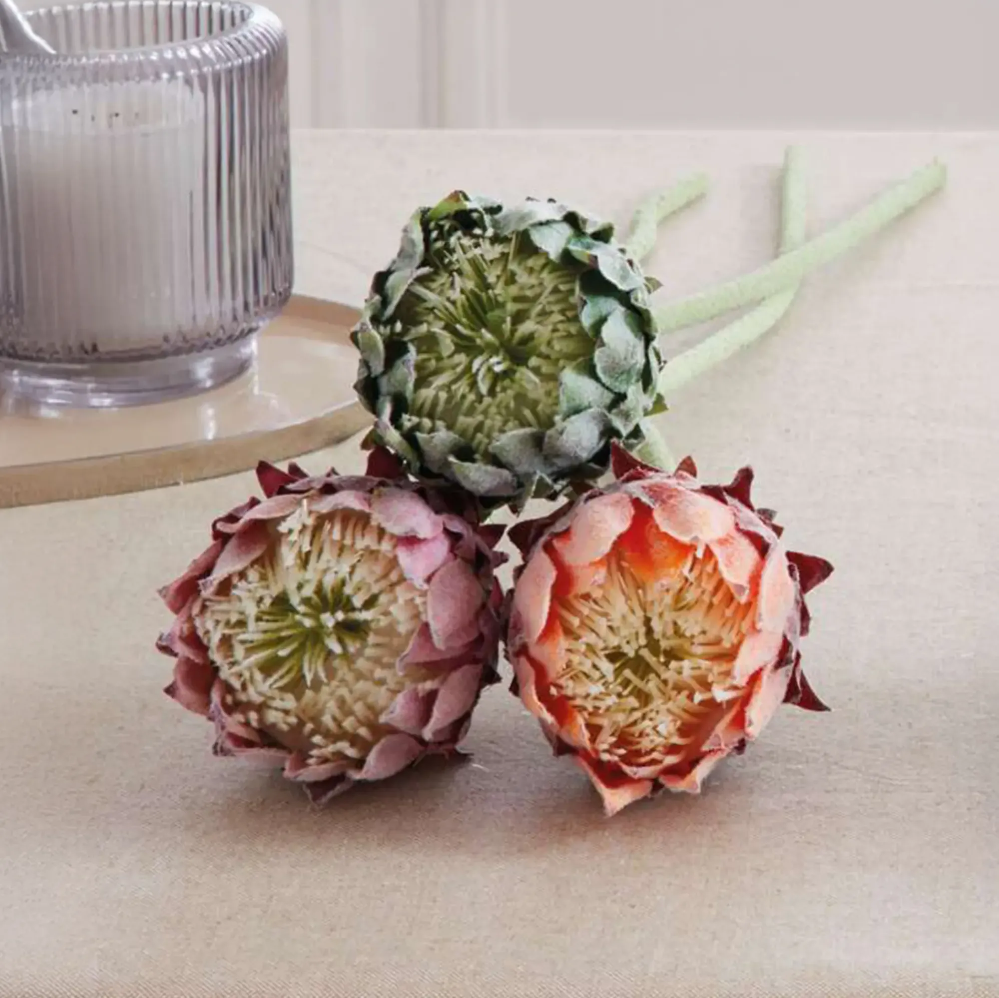 Kunstpflanzen|Frank Handels GmbH & Co. KG Blume "Protea", 3er Set
