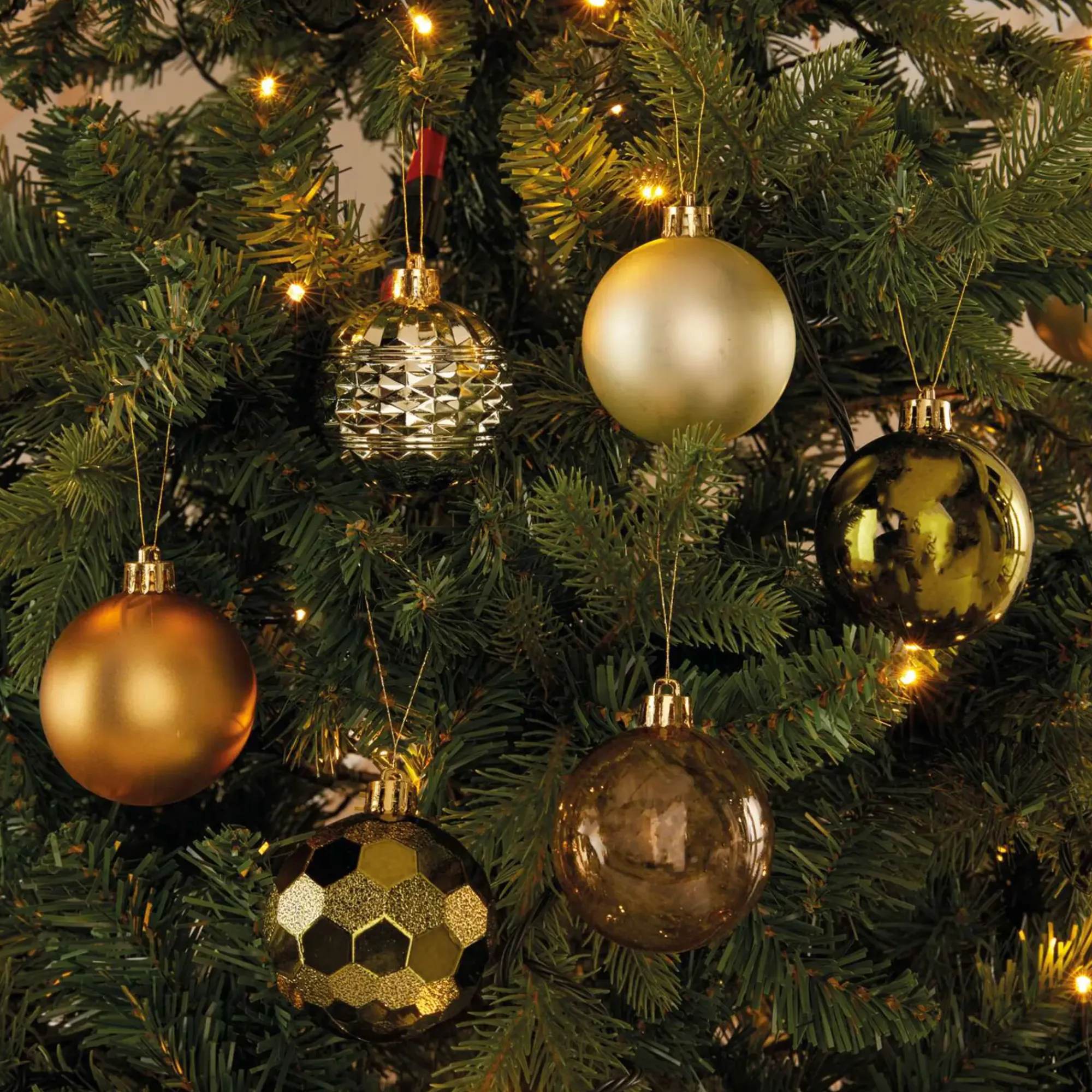 Weihnachtliche Dekokugeln|Baumschmuck|Frank Handels GmbH & Co. KG Christbaumkugel "Green & Gold", 36er Set