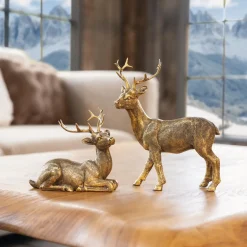 Chalet & Hütte|Dekofiguren|Frank Handels GmbH & Co. KG Deko-Hirsch "Golden", 2er Set