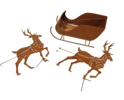 Weihnachtliche Gartendeko|Schlitten|Frank Handels GmbH & Co. KG Deko-Schlitten "Rentiere"