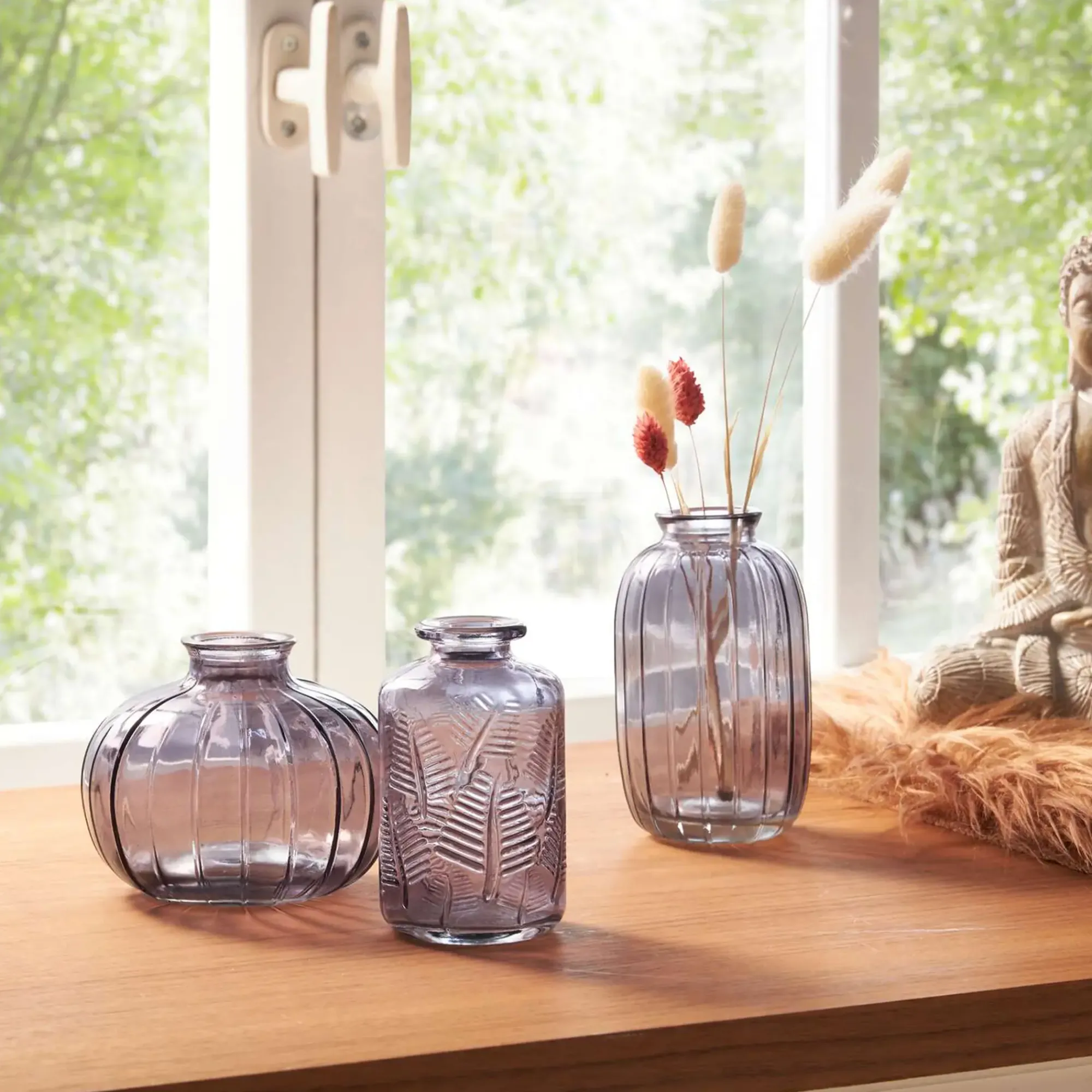 Herbstgarten|Wohnzimmer|Frank Handels GmbH & Co. KG Dekovase "Grau", 3er Set