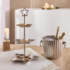 Dekosäulen|Sterne|Frank Handels GmbH & Co. KG Etagere "Silberstern"