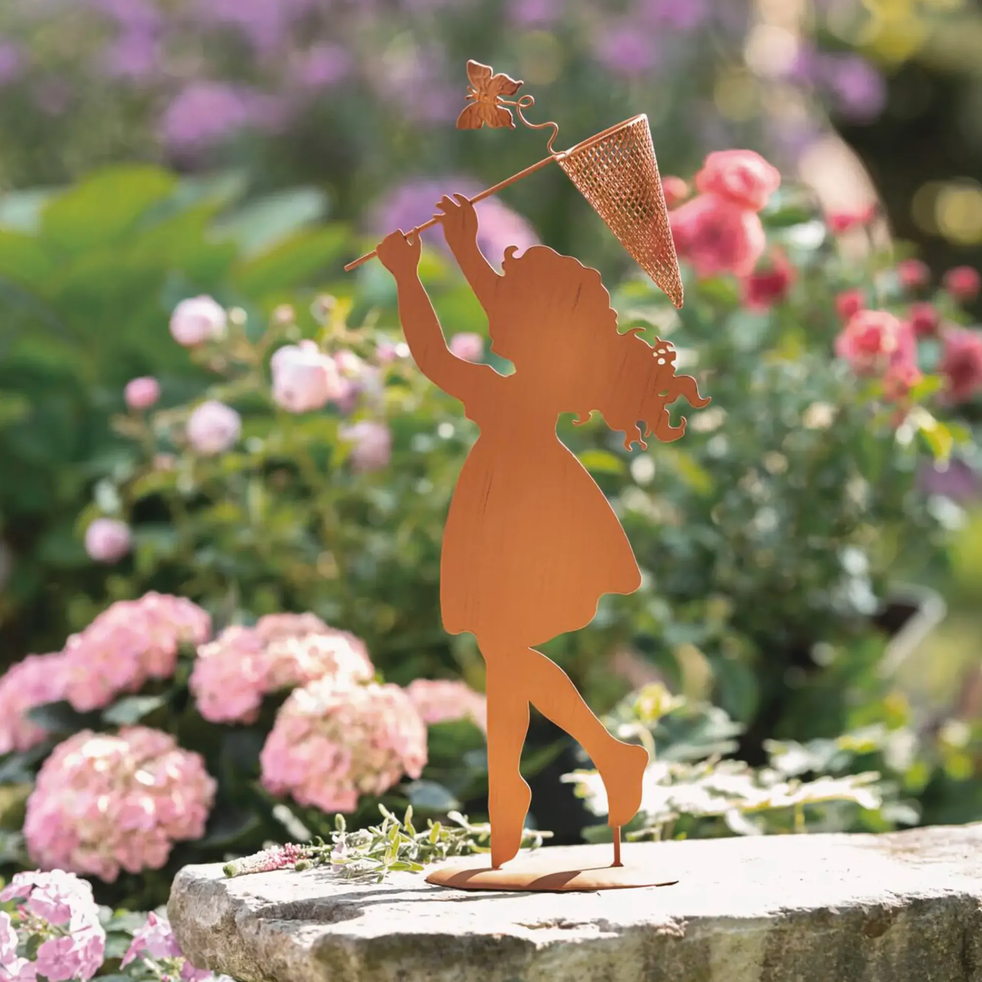Gartenfiguren|Dekofiguren|Frank Handels GmbH & Co. KG Figur "Mädchen mit Netz"