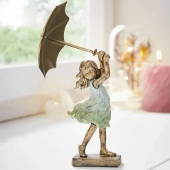 Herbstliche Dekofiguren|Dekofiguren|Frank Handels GmbH & Co. KG Figur "Mädchen mit Schirm"
