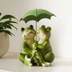 Dekofiguren|Frank Handels GmbH & Co. KG Froschpaar "Regenschirm"