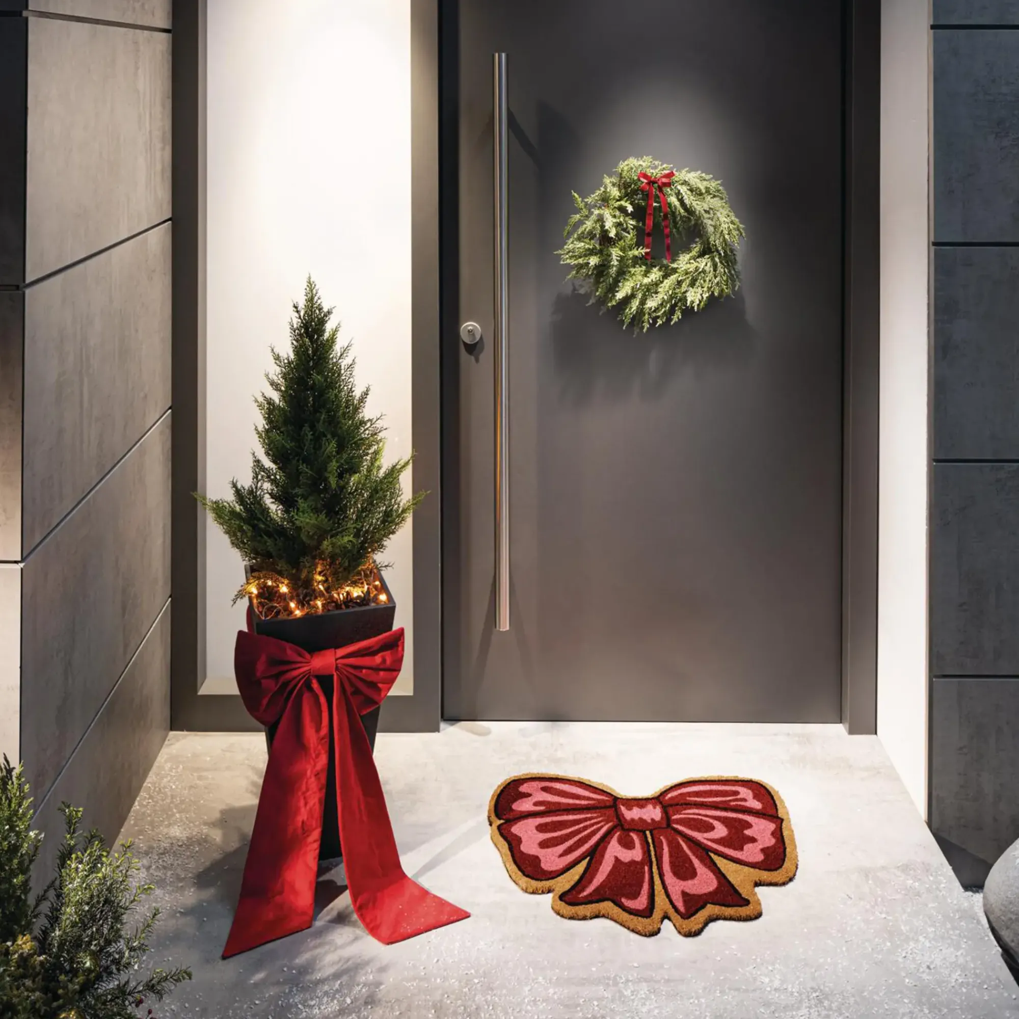 Weihnachtliche Gartendeko|Fußmatten|Frank Handels GmbH & Co. KG Fußmatte "Schleife"