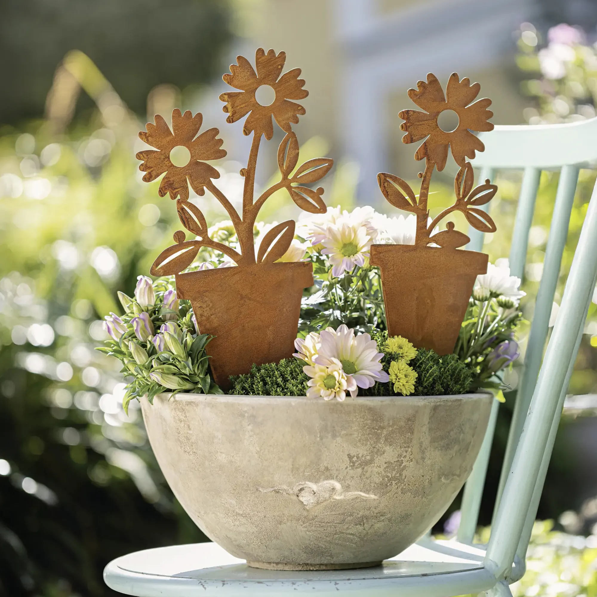 Gartenstecker|Frank Handels GmbH & Co. KG Gartenstecker "Blume im Topf", 2er Set