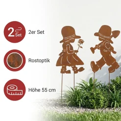 Herbstgarten|Gartenstecker|Frank Handels GmbH & Co. KG Gartenstecker "Junge & Mädchen", 2er Set