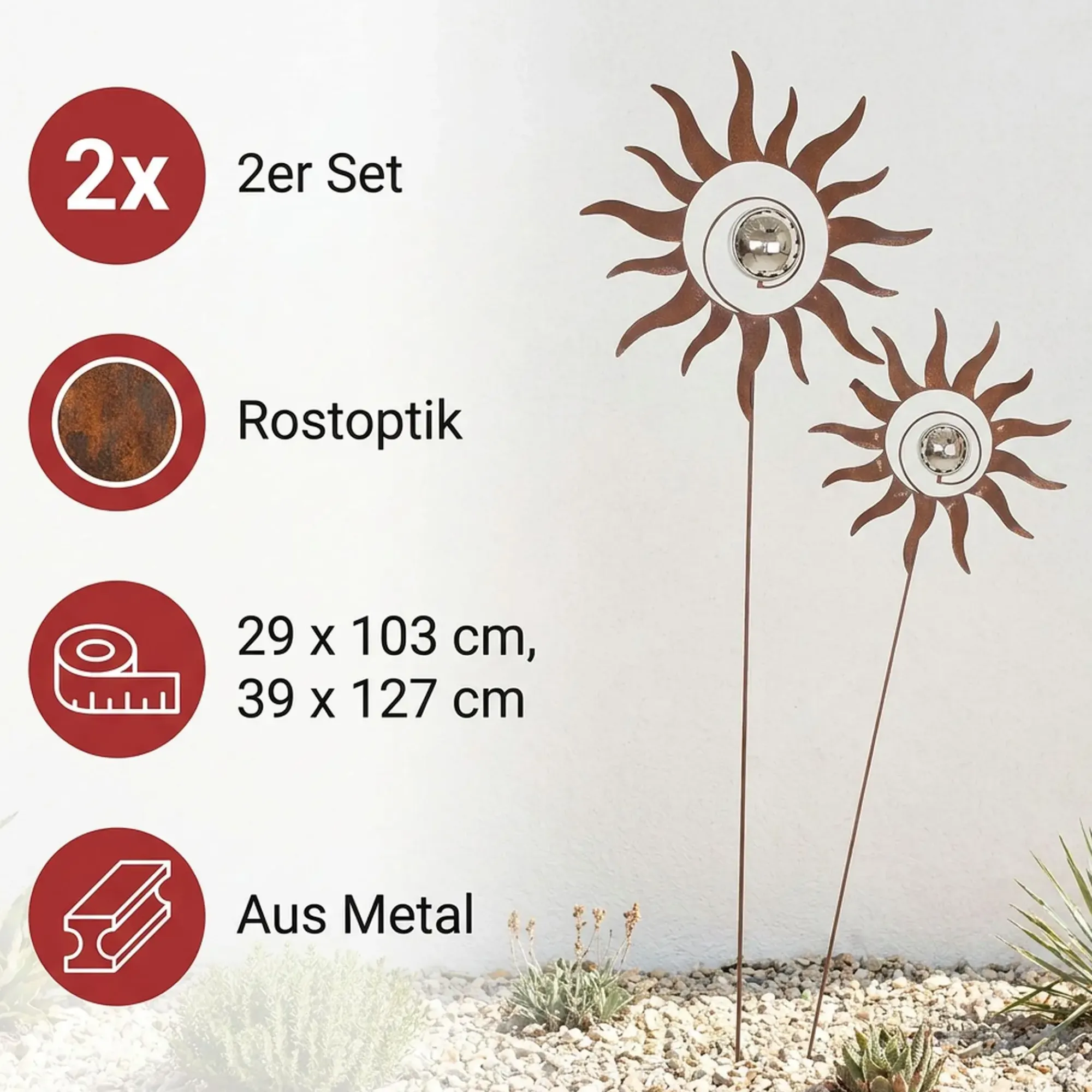 Gartenstecker|Frank Handels GmbH & Co. KG Gartenstecker "Kugelsonne", 2er Set