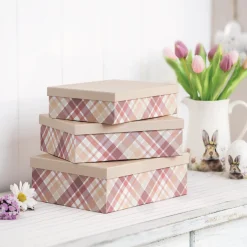 Geschenktaschen & -Säckchen|Geschenktaschen|Frank Handels GmbH & Co. KG Geschenkbox "Kariert", 3er Set
