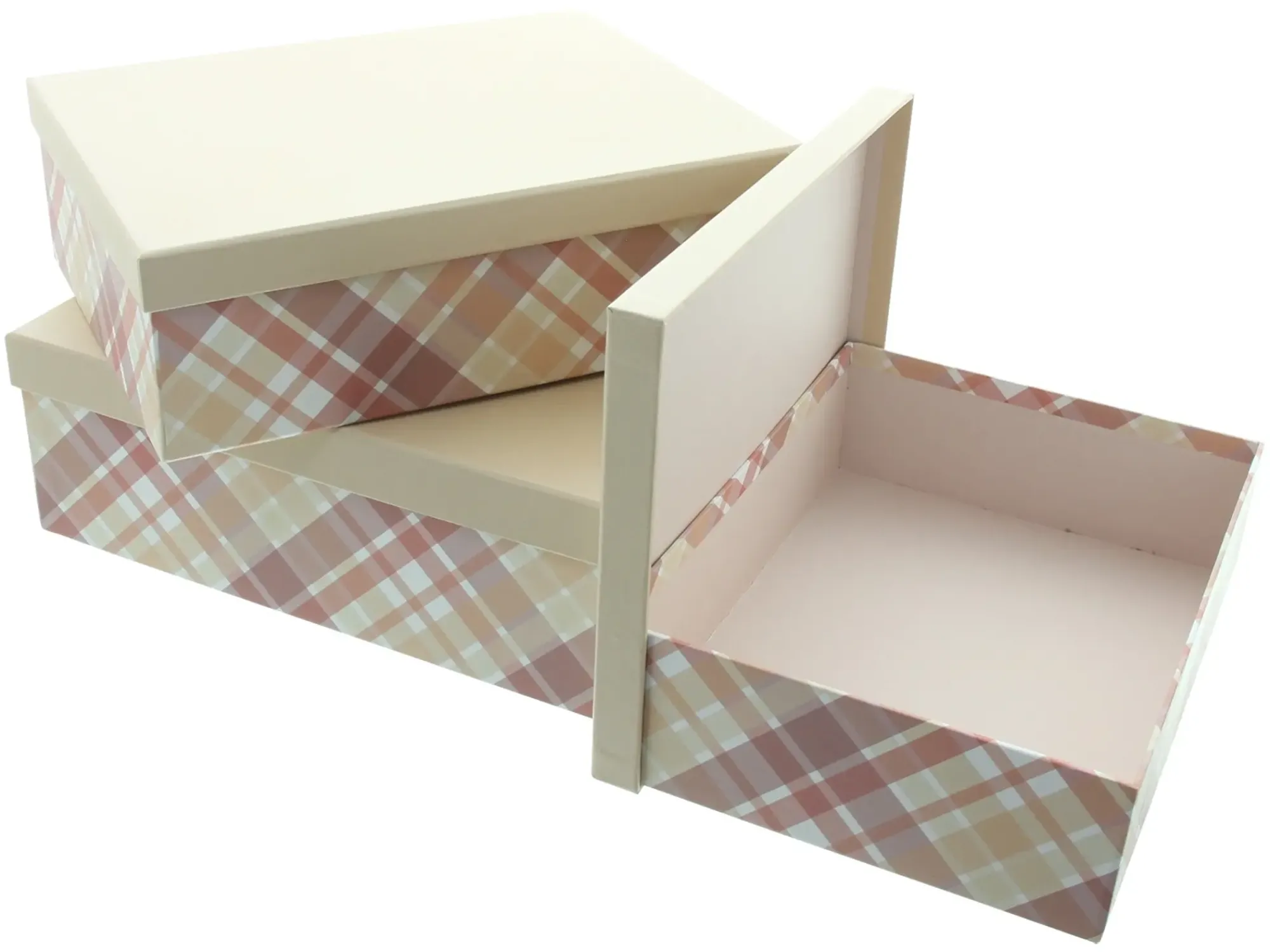 Geschenktaschen & -Säckchen|Geschenktaschen|Frank Handels GmbH & Co. KG Geschenkbox "Kariert", 3er Set