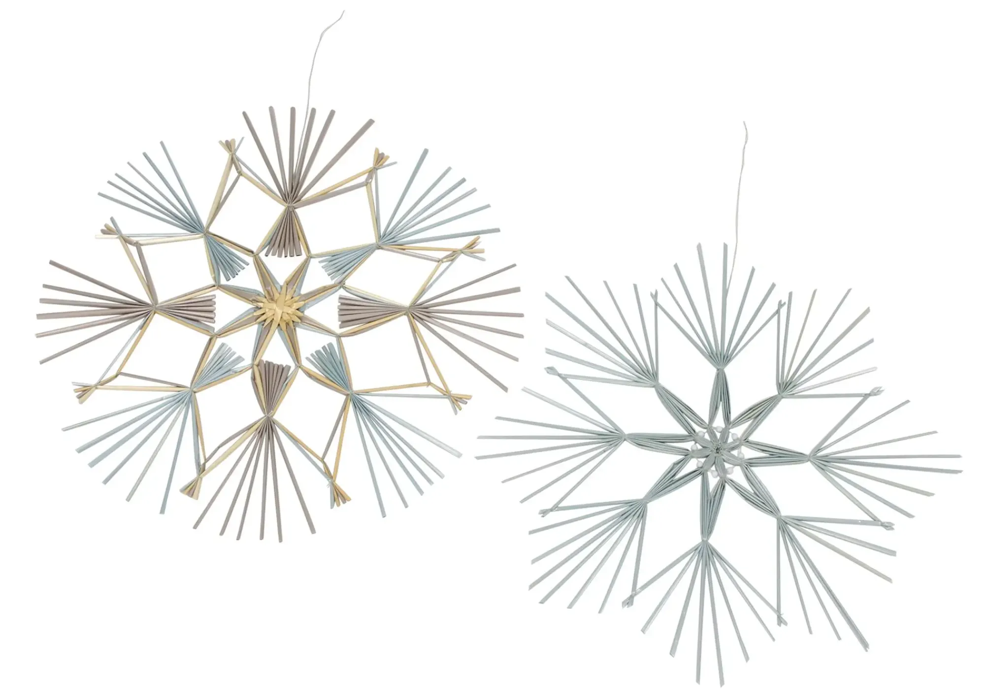 Dekohänger|Baumschmuck|Frank Handels GmbH & Co. KG Großer Strohstern "Eisblau", 2er Set
