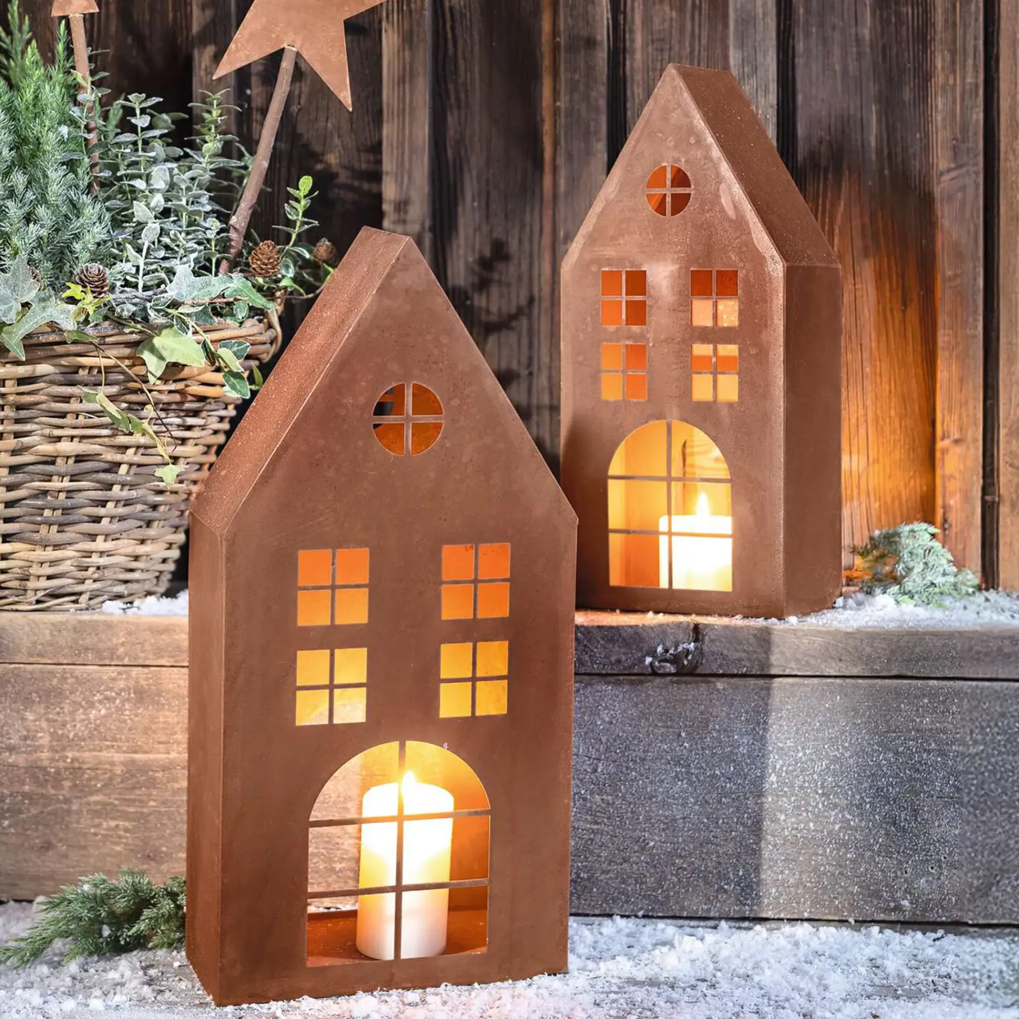 Herbstgarten|Weihnachtliche Gartendeko|Frank Handels GmbH & Co. KG Haus "Rost", 2er Set