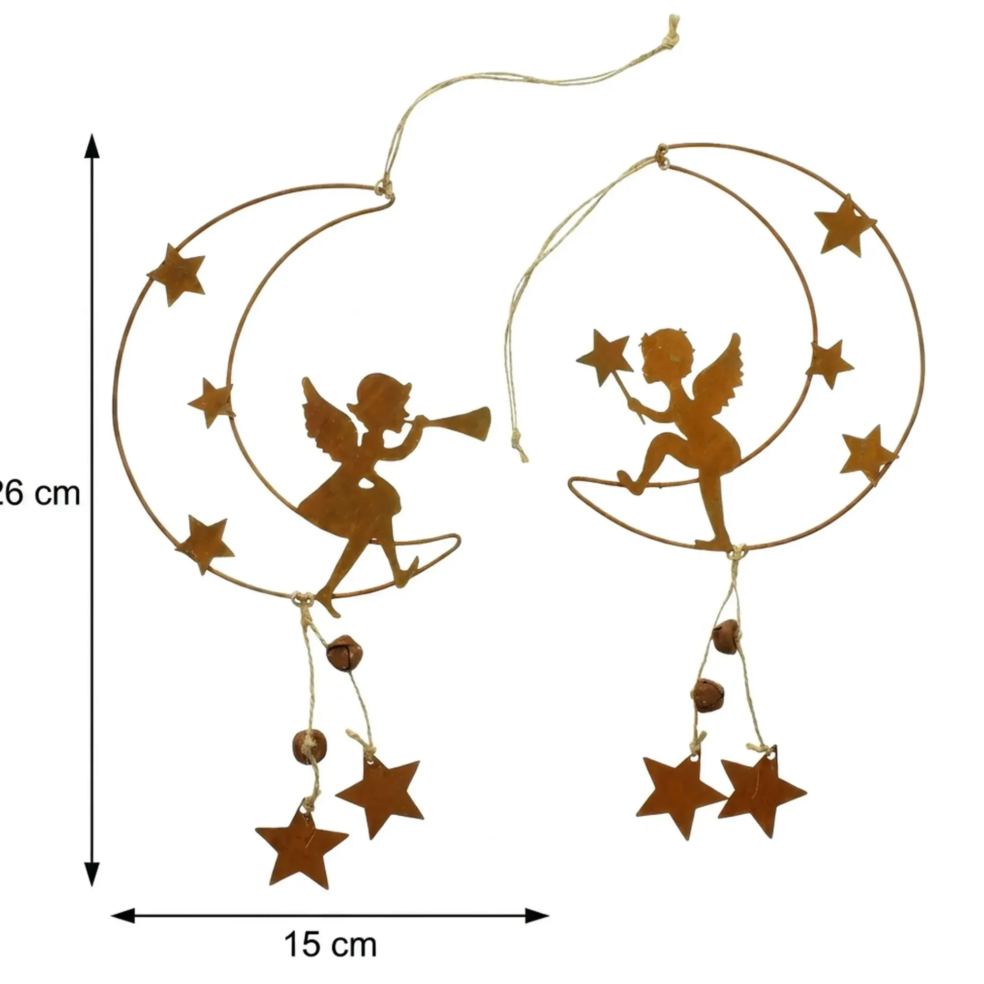 Dekohänger|Baumschmuck|Frank Handels GmbH & Co. KG Hänger "Engel auf Mond", 3er Set