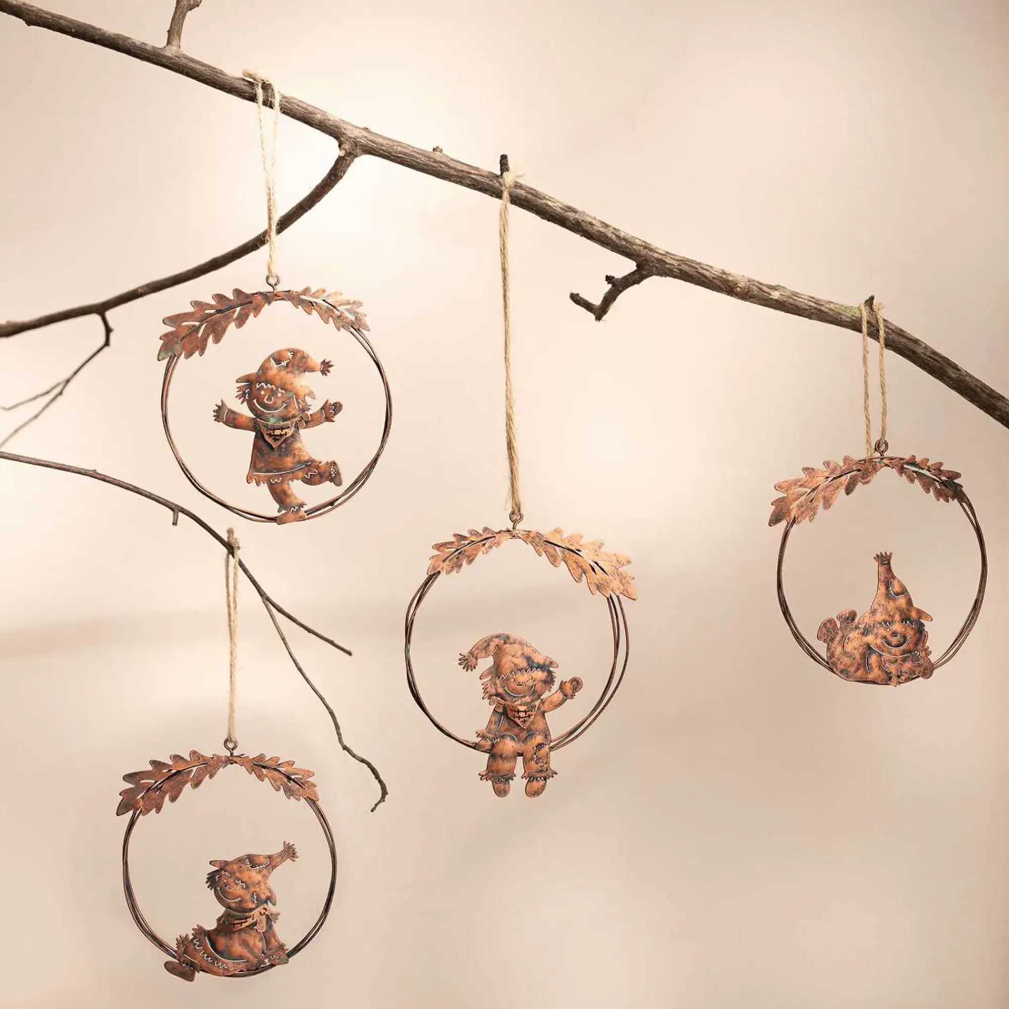 Herbstliche Dekohänger|Frank Handels GmbH & Co. KG Hänger "Vogelscheuche", 4er Set