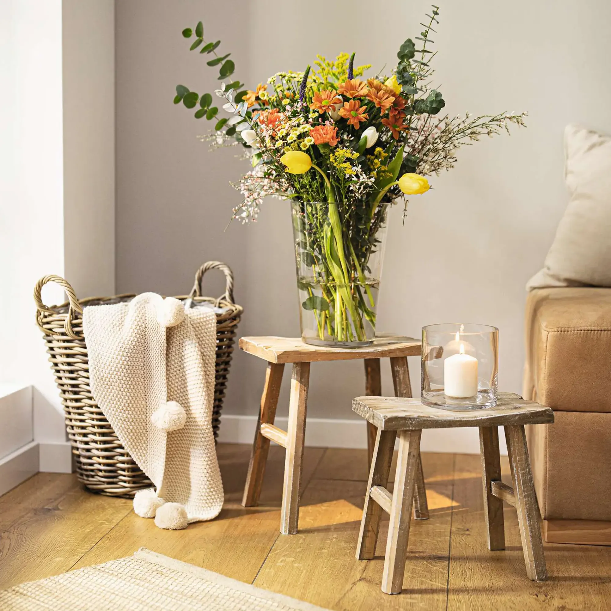 Herbstgarten|Hocker|Frank Handels GmbH & Co. KG Holzhocker "Rustikal", 2er Set