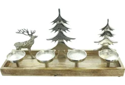 Adventskränze|Weihnachtslichter|Frank Handels GmbH & Co. KG Kerzenhalter "Rentier & Tannen"