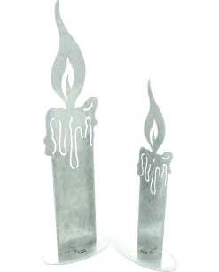 Weihnachtliche Dekofiguren|Weihnachtliche Gartendeko|Frank Handels GmbH & Co. KG Kerze "Silber", 2er Set