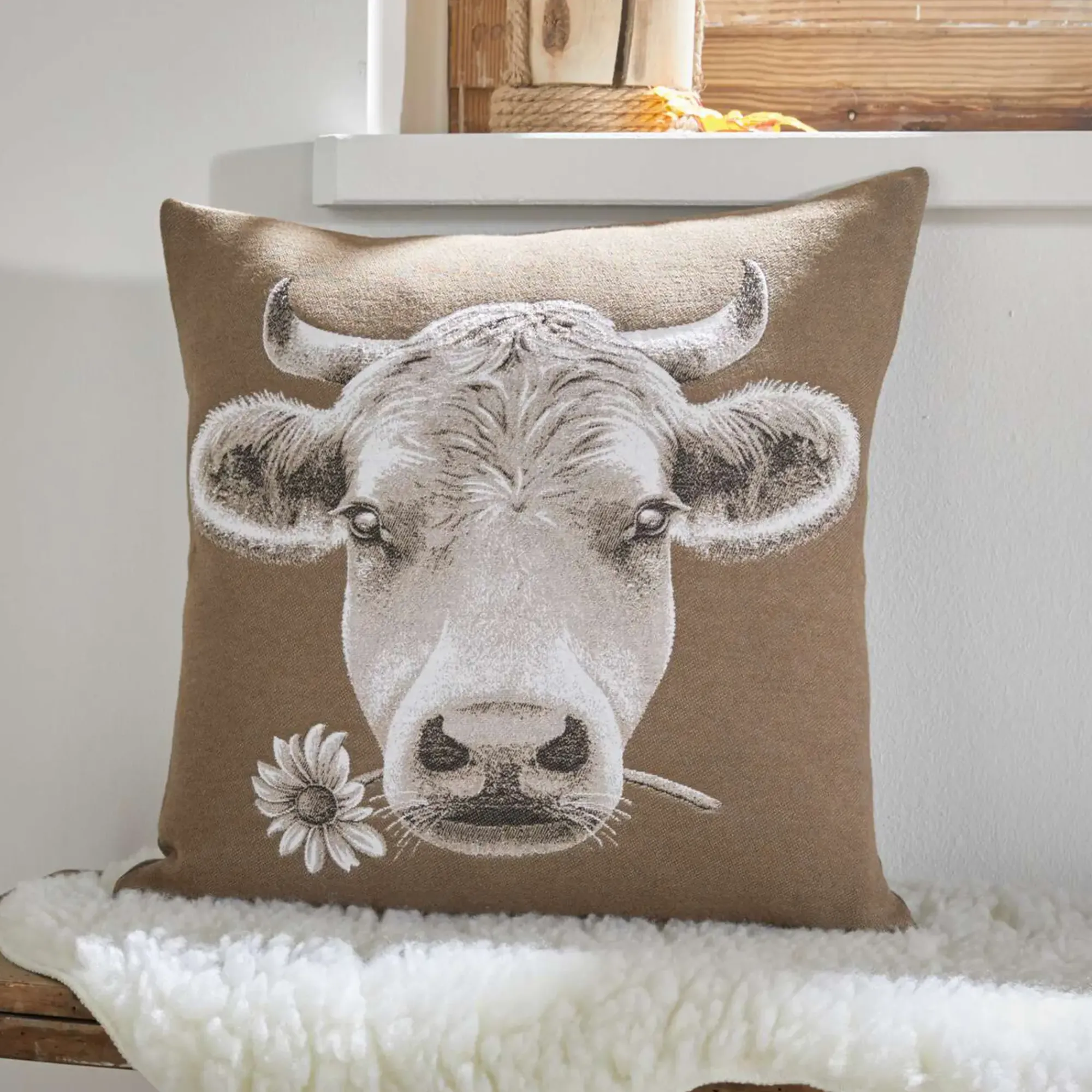 Chalet & Hütte|Kissenhüllen|Frank Handels GmbH & Co. KG Kissenhülle "Cozy Cow"