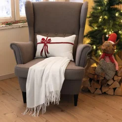 Weihnachtliche Kissen & Kissenhüllen|Frank Handels GmbH & Co. KG Kissenhülle "Rote Schleife"