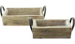 Herbstliche Dekoschalen|Kisten & Dekoboxen|Frank Handels GmbH & Co. KG Kiste "Metallgriffe", 2er Set