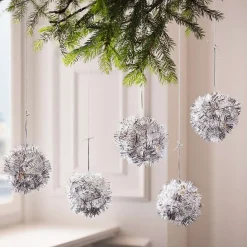 Dekohänger|Baumschmuck|Frank Handels GmbH & Co. KG Kugel "Silberglimmer", 5er Set