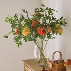Kunstpflanzen|Herbstkränze & -Gestecke|Frank Handels GmbH & Co. KG Kunstzweig "Grüne Blätter", 2er Set