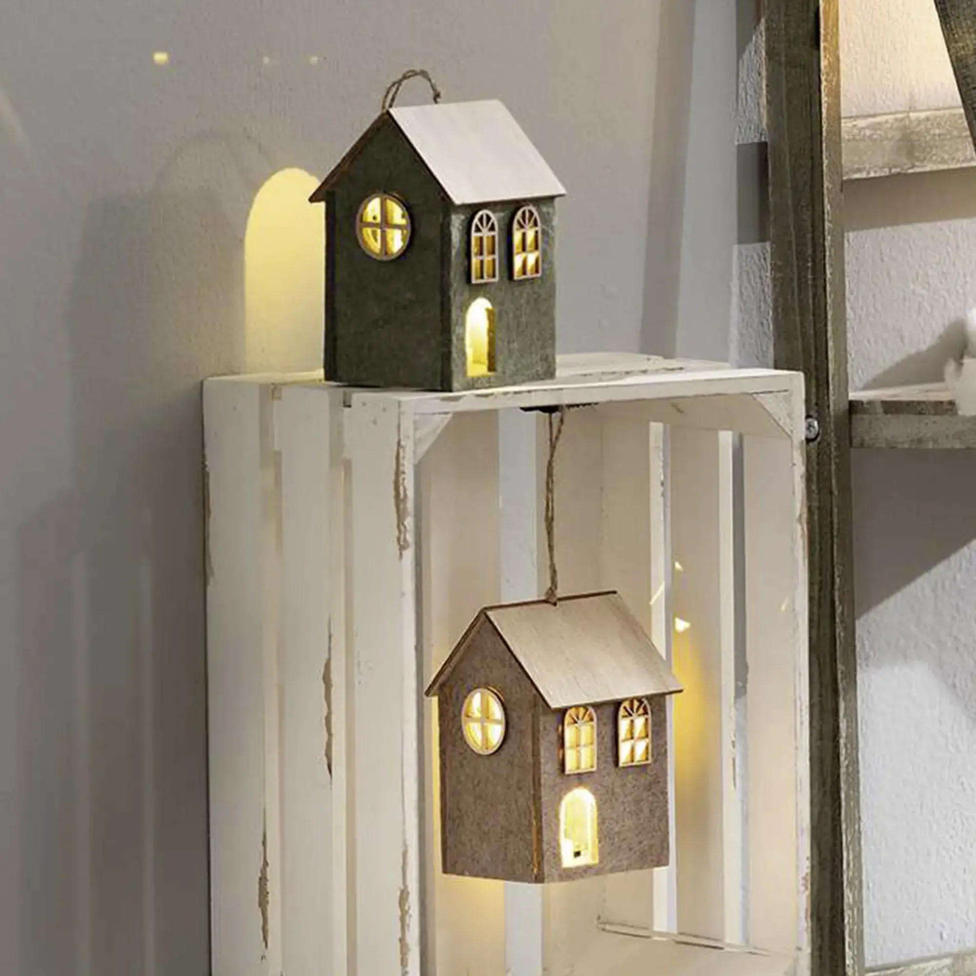 Dekohänger|Led-Leuchthänger|Frank Handels GmbH & Co. KG LED-Hänger "Haus", 2er Set