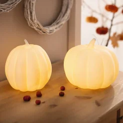 Herbstliche Led-Leuchtdeko|Dekokürbisse|Frank Handels GmbH & Co. KG LED-Kürbis "White", 2er Set