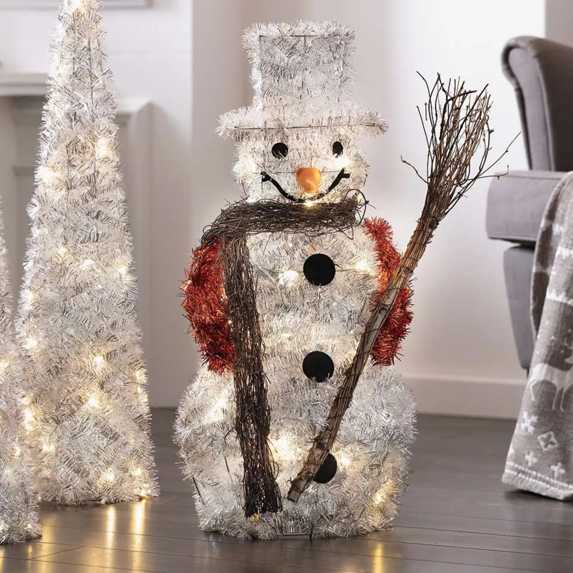 Weihnachtliche Dekofiguren|Weihnachtsmänner|Frank Handels GmbH & Co. KG LED-Schneemann "Silberglimmer"