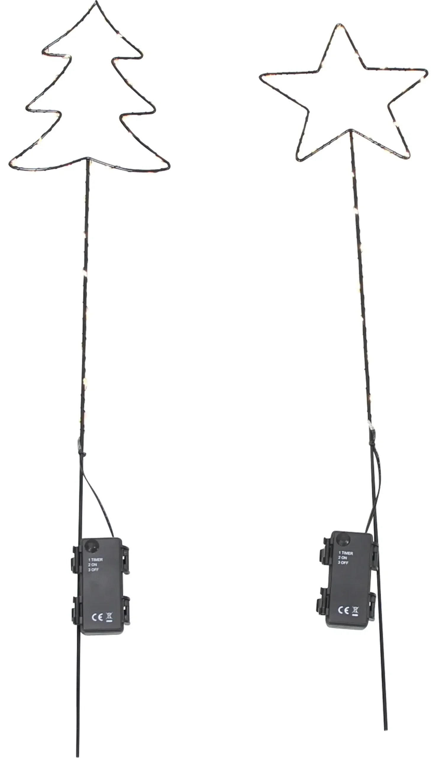 Gartenbeleuchtung|Weihnachtliche Streuer & Stecker|Frank Handels GmbH & Co. KG LED-Stecker "Tanne & Stern", 2er Set