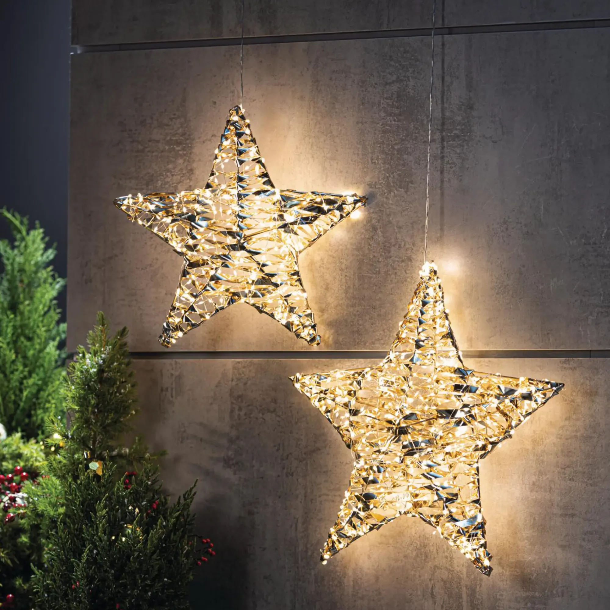 Weihnachtliche Led-Deko|Gartenbeleuchtung|Frank Handels GmbH & Co. KG LED-Stern "Golden", 2er Set