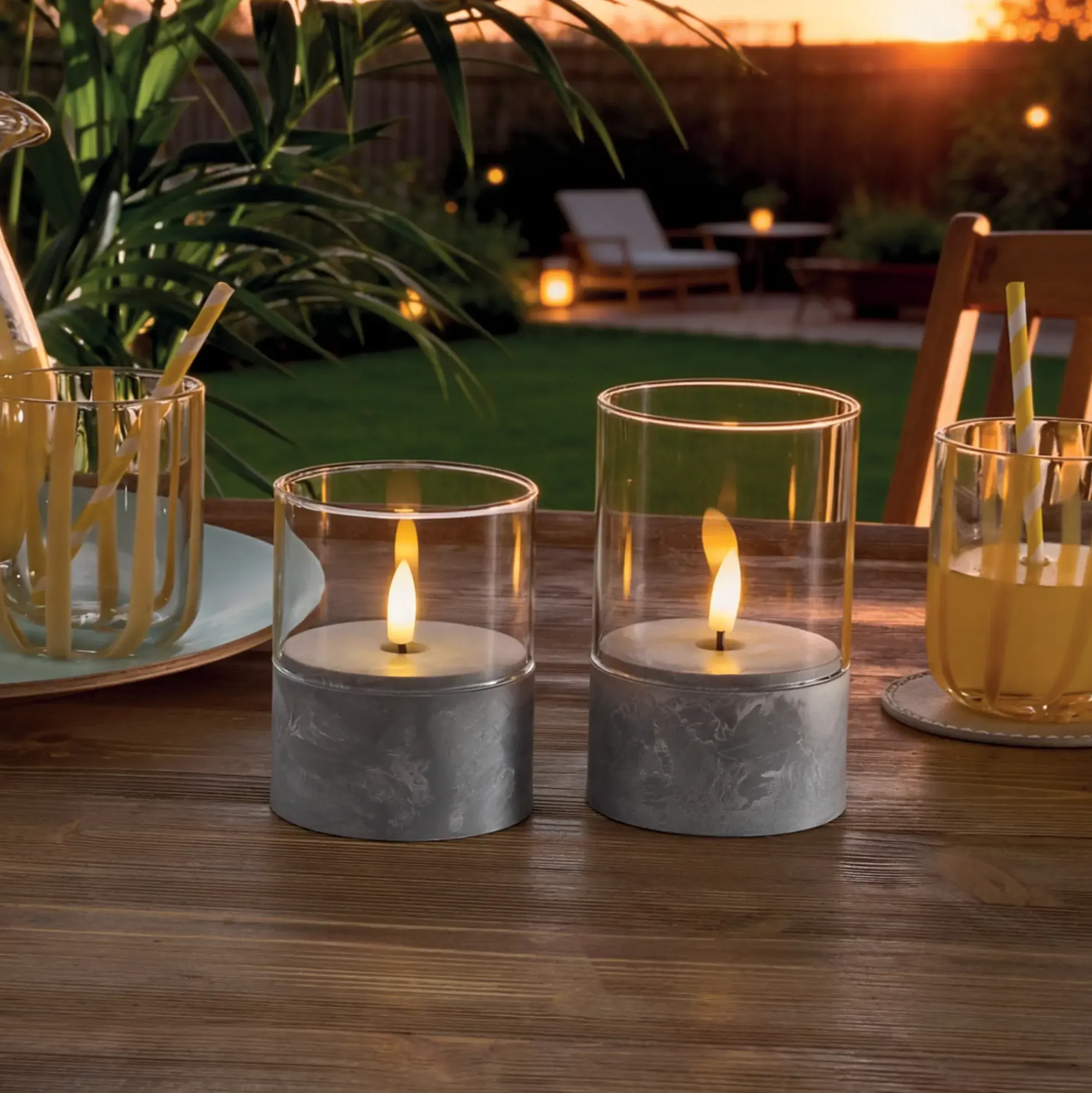 Kerzen & Led-Kerzen|Led-Beleuchtung|Frank Handels GmbH & Co. KG LED-Teelicht "Beton-Optik", 2er Set