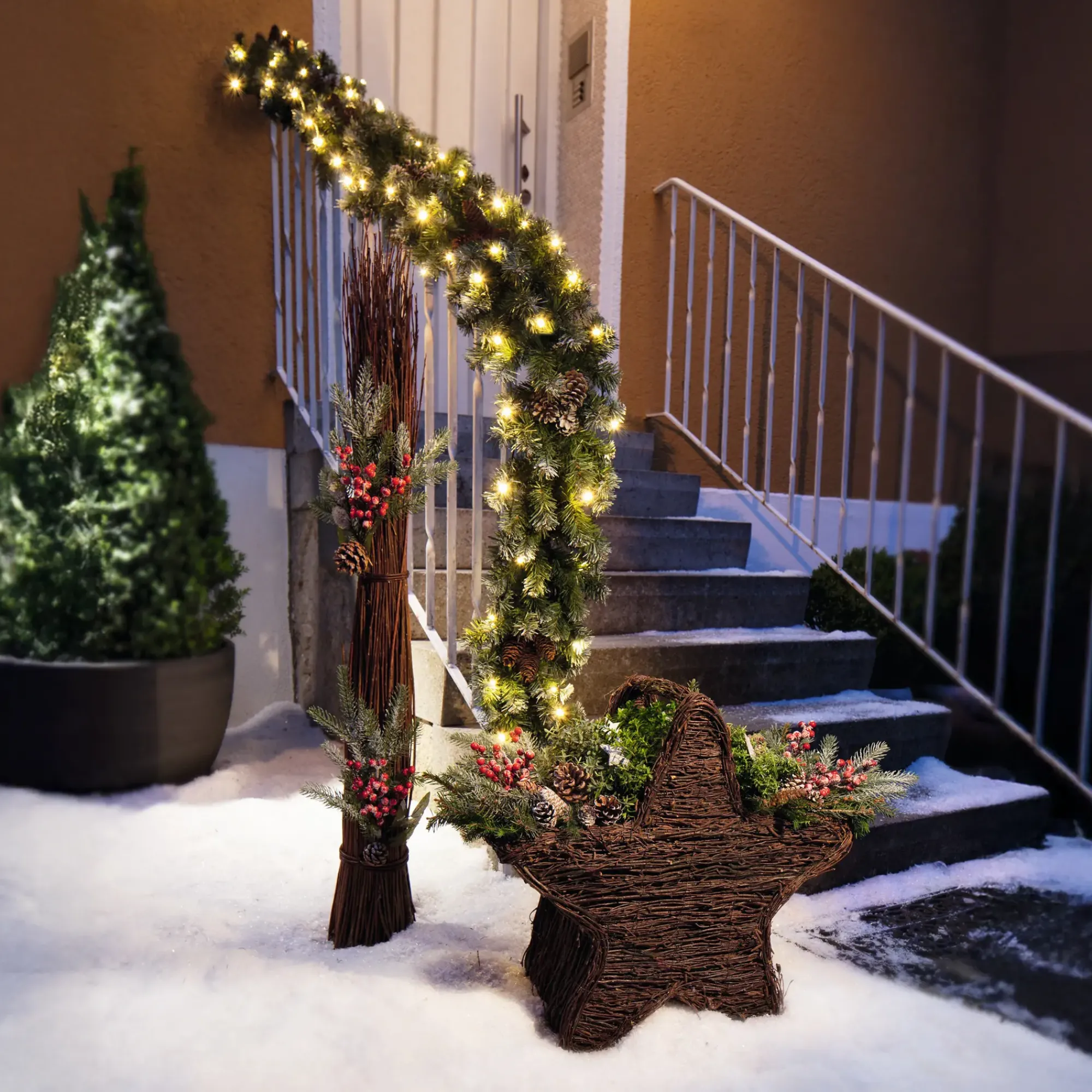 Weihnachtliche Led-Deko|Gartenbeleuchtung|Frank Handels GmbH & Co. KG Leuchtgirlande "Naturwinter"