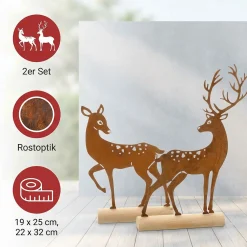 Weihnachtliche Dekofiguren|Chalet & Hütte|Frank Handels GmbH & Co. KG Metalldeko "Hirsch", 2er Set
