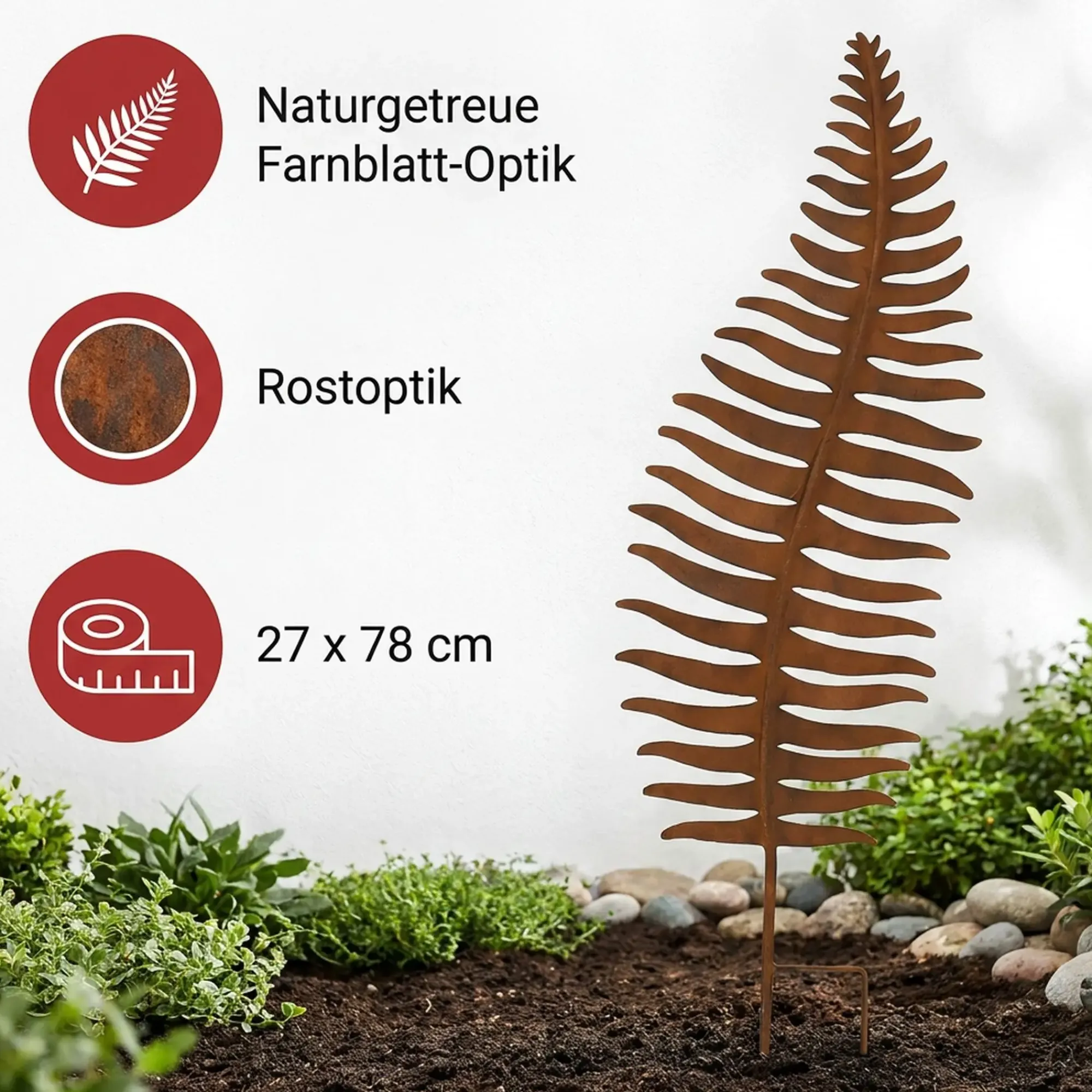 Herbstgarten|Gartenstecker|Frank Handels GmbH & Co. KG Metallstecker "Farnblatt"