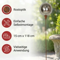 Herbstgarten|Weihnachtliche Gartenstecker|Frank Handels GmbH & Co. KG Metallstecker "Kugel"