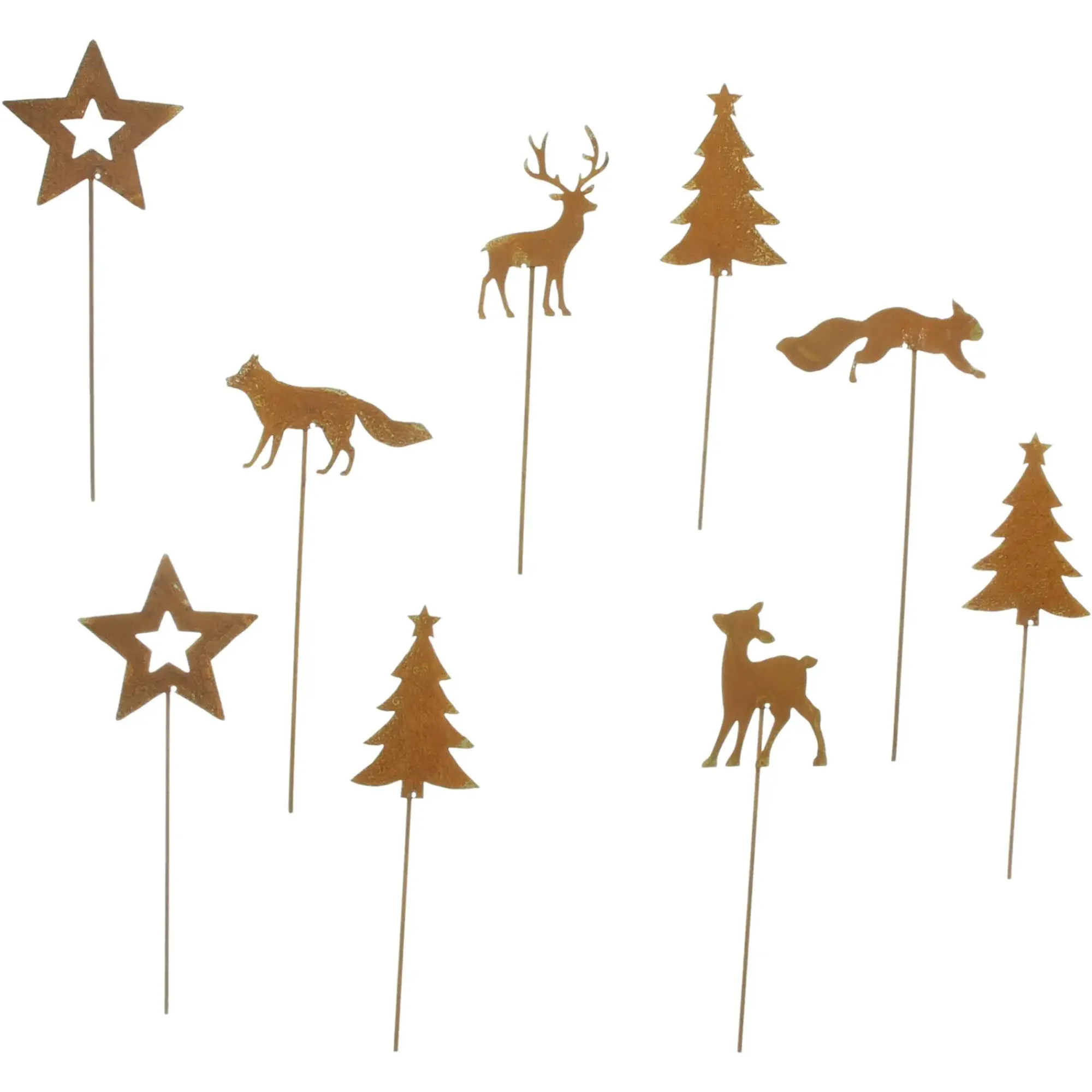 Zubehör Für Adventskränze|Weihnachtliche Streuer & Stecker|Frank Handels GmbH & Co. KG Metallstecker "Weihnachtswald", 9er Set