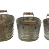 Pflanztöpfe|Frank Handels GmbH & Co. KG Metallwanne mit Holzgriffen, 3er Set