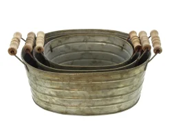 Pflanztöpfe|Frank Handels GmbH & Co. KG Metallwanne mit Holzgriffen, 3er Set