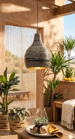 Wohnzimmer|Lampen & Lampenschirme|Frank Handels GmbH & Co. KG Pendelleuchte "Black Bamboo"