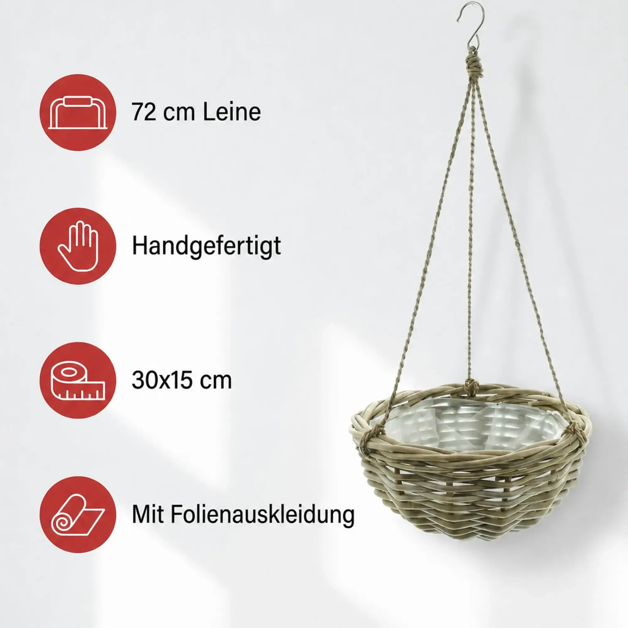 Pflanzkörbe|Küche|Frank Handels GmbH & Co. KG Pflanzampel "Koboo Grey"