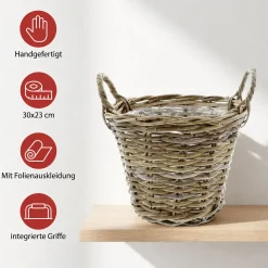 Herbstgarten|Pflanzkörbe|Frank Handels GmbH & Co. KG Pflanzkorb "Rattan", klein