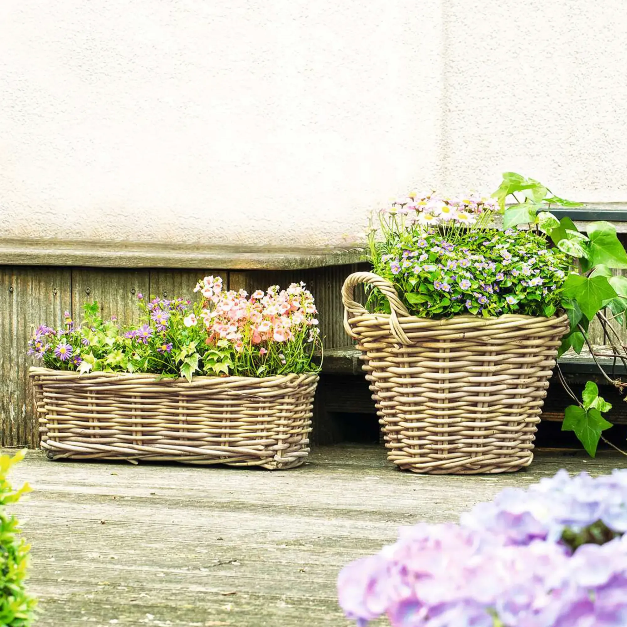 Herbstgarten|Füllkörbe & Universalkörbe|Frank Handels GmbH & Co. KG Pflanzkorb "Rattan", mittel