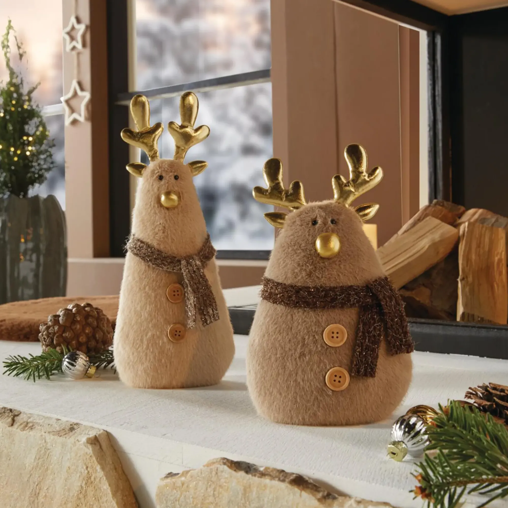 Weihnachtliche Dekofiguren|Frank Handels GmbH & Co. KG Plüschfigur "Rentier", 2er Set